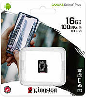 MicroSDHC (UHS-1) Kingston Canvas Select Plus 16Gb class 10 А1 (R-100MB/s)