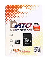 Карта пам'яті microSDHC DATO 16Gb class 10 (adapter SD)