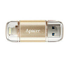 Flash Apacer USB 3.1 AH190 Dual Lightning 128GB gold
