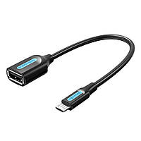 Кабель-перехiдник Vention USB 2.0 Micro-B Male to A Female OTG Cable 0.15M Black PVC Type (CCUBB)