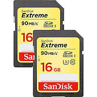 Карта пам'яті SDHC (UHS-1 U3) SanDisk Extreme 2x16Gb class 10 (90Mb/s, 600x)