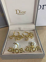 Диор набор сережек с логотипом / Dior