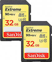 Карта пам'яті SDHC (UHS-1 U3) SanDisk Extreme 32Gb class 10 (90Mb/s, 600x) Twin Pack