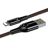 Кабель Baseus C-shaped Light Intelligent Power-off Cable 2.4A 1m Black, фото 3