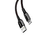 Кабель Baseus C-shaped Light Intelligent Power-off Cable 2.4A 1m Black, фото 5