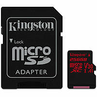 MicroSDXC (UHS-1 U3) Kingston Canvas React 256Gb class 10 (R100MB/s, W80MB/s) (adapter SD)