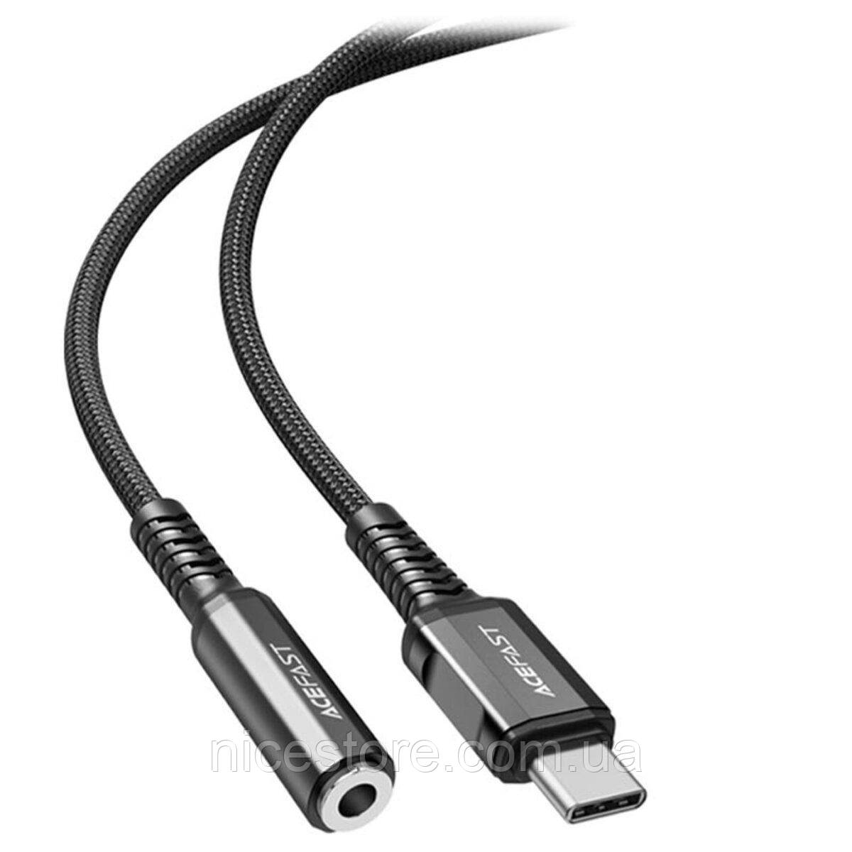 Кабель-перехiдник ACEFAST C1-07 USB-C to 3.5mm aluminum alloy headphones adapter cable Gray