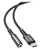 Кабель-перехiдник ACEFAST C1-07 USB-C to 3.5mm aluminum alloy headphones adapter cable Gray