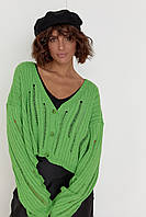 Кардиган жіночий в стилі гранж - зелений колір, L (є розміри) al