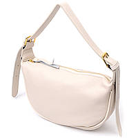 Женская полукруглая сумка с одной плечевой лямкой из натуральной кожи Vintage 22371 Белая mr