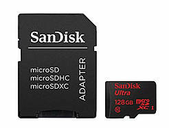 Карта пам'яті microSDXC (UHS-1) SanDisk Ultra 128Gb class 10 (80Mb/s, 533x) (adapter SD)
