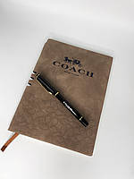 Брендовий блокнот з ручкою Coach записник щоденник для записів планер 21*16 см