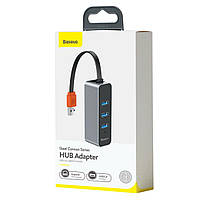 USB-хаб Baseus Steel Cannon Series USB A to USB3.0*3+RJ45 HUB Adapter Dark gray