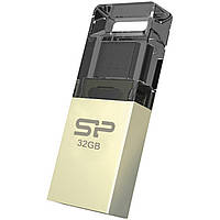 Флеш-накопичувач SiliconPower USB 2.0 Mobile X10 MicroUSB OTG 32Gb Champague metal