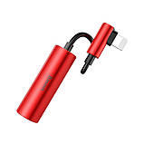 Кабель-перехiдник Baseus L42 IP Male to 3.5mm+IP Female Adapter Red+Black, фото 4
