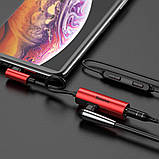 Кабель-перехiдник Baseus L42 IP Male to 3.5mm+IP Female Adapter Red+Black, фото 5