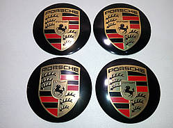 Наклейка опукла на ковпачок диска Porsche чорна 56 мм