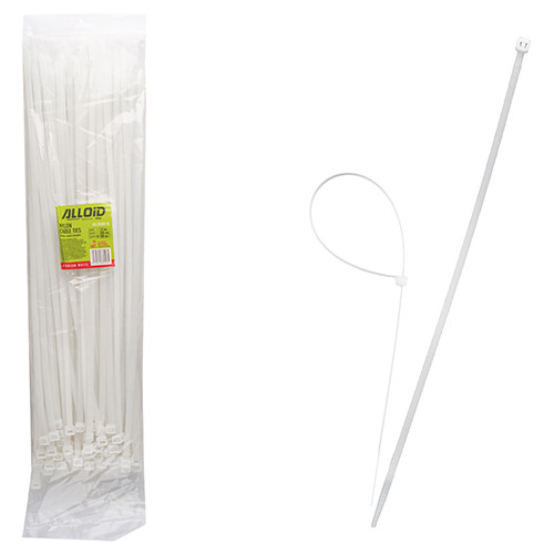 Хомут пластиковий Alloid 7.6 х 500 100 шт./уп. білий (PC-76500 W), фото 1