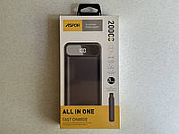 Aspor A396 Fast Charge Power Bank PD Q.C 4.0 20000 mAh внешний аккумулятор, черный, с цифровым дисплеем