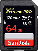 Карта пам'яті SDXC (UHS-1 U3) SanDisk Extreme PRO 64Gb class 10 V30 (170Mb/s)