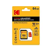 Карта памяти Kodak micro SD 64Gb U3 A1 class 10 + адаптер