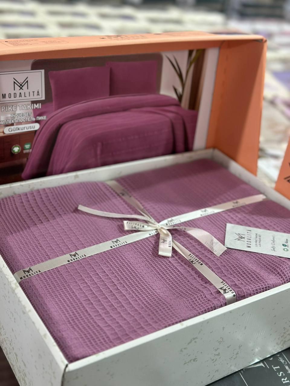 Постільна білизна з вафельним покривалом Євро