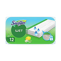 Запасные влажные салфетки для швабры Swiffer wet, 12 шт с ароматом лимона