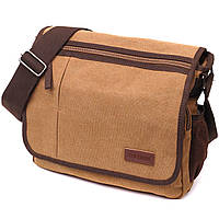 Вместительная текстильная сумка для ноутбука 13" через плечо Vintage 22201 Коричневая al
