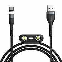 Кабель Baseus Zinc Magnetic Safe Fast Charging Data Cable USB to M+L+C 5A 1m Gray+Black