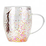 Чашка с двойными стенками блестками внутри, 300 мл.(рандомный выбор дизайна), фото 4