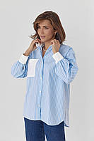 Хлопковая женская рубашка в полоску - голубой цвет, L (есть размеры) al