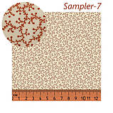 Тканина для печворку, 55*46см, дрібний рослинний малюнок. Бежеві, бордові тони. Колекція Sampler., фото 3
