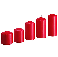 Набор формовых цилиндрических свечей IKEA FENOMEN декоративные красные пеньковые свечи столбики ИКЕА ФЕНОМЕН