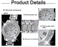 Подарочный женский набор наручные кварцевые часы Versatile Luxury Diamond ожерелье, браслеты, кольцо и серьги
