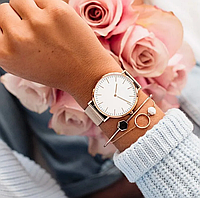 Жіночий наручний кварцовий годинник Montre Femme Relogio Rose Gold рожеве золото, сітчастий ремінець