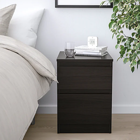 Тумбочка з 2 ящиками 35x49 см IKEA KULLEN чорно-коричнева у вітальню/спальною (приліжкова) комод ІКЕА КУЛЛЕН