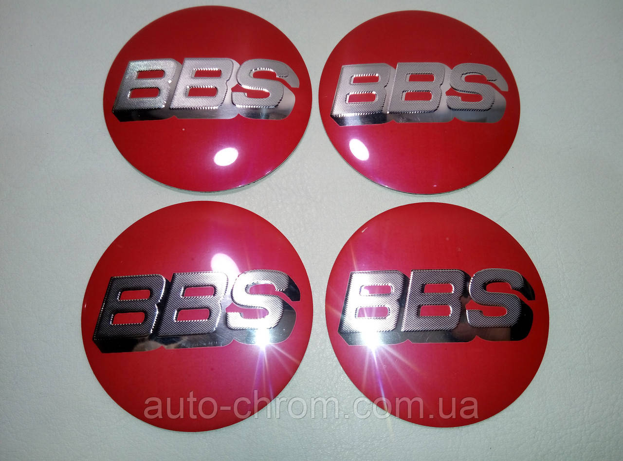 Наклейка опукла на ковпачок диска BBS 56 мм червона, фото 1