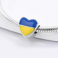 Серебряный шарм бусина в стиле Pandora Silver Charm "Ukraine" 925 проба подвеска на браслет Пандора Україна