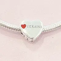 Серебряный шарм бусина в стиле Pandora Silver Charm "Ukraine" 925 проба подвеска на браслет Пандора Україна