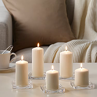 Набор формовых цилиндрических свечей IKEA FENOMEN декоративные белые пеньковые свечи столбики ИКЕА ФЕНОМЕН