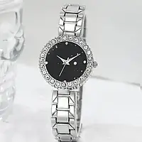 Подарочный женский набор наручные кварцевые часы Relogio Feminino Black ожерелье, браслет, кольцо и серьги