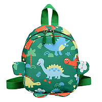 Детский рюкзачёк Динозавр зелёный компактный рюкзак портфель для ребёнка Dinosaur Green