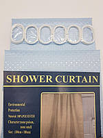 Шторка тканевая для ванной и душа с кольцами 180х180 см Пика текстильная голубая SHOWER CURTAIN