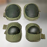 Комплект: наколенники и налокотники тактические, тип 2 (100+ кг), цвет Темная Олива, защитные для военных