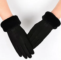 Жіночі сенсорні рукавички Fashion Gloves теплі м'які чорні