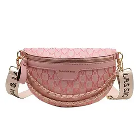 Модна жіноча поясна сумочка з візерунком рожева сумка через плече
