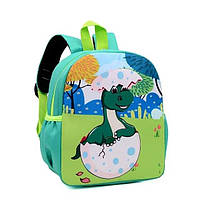 Детский рюкзачёк с Динозавром зелёный компактный рюкзак портфель для ребёнка Dinosaur Green