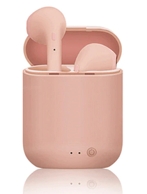Бездротові Bluetooth-навушники I12 Macaron рожеві вкладки з мікрофоном і сенсорним керуванням