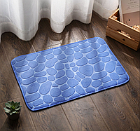 Мягкий синий коврик для ванной комнаты "Камни" 40x60 см ковёр на пол