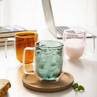 Чашка с двойными стенками Радуга цветная 300 мл (рондомный выбор дизайна)